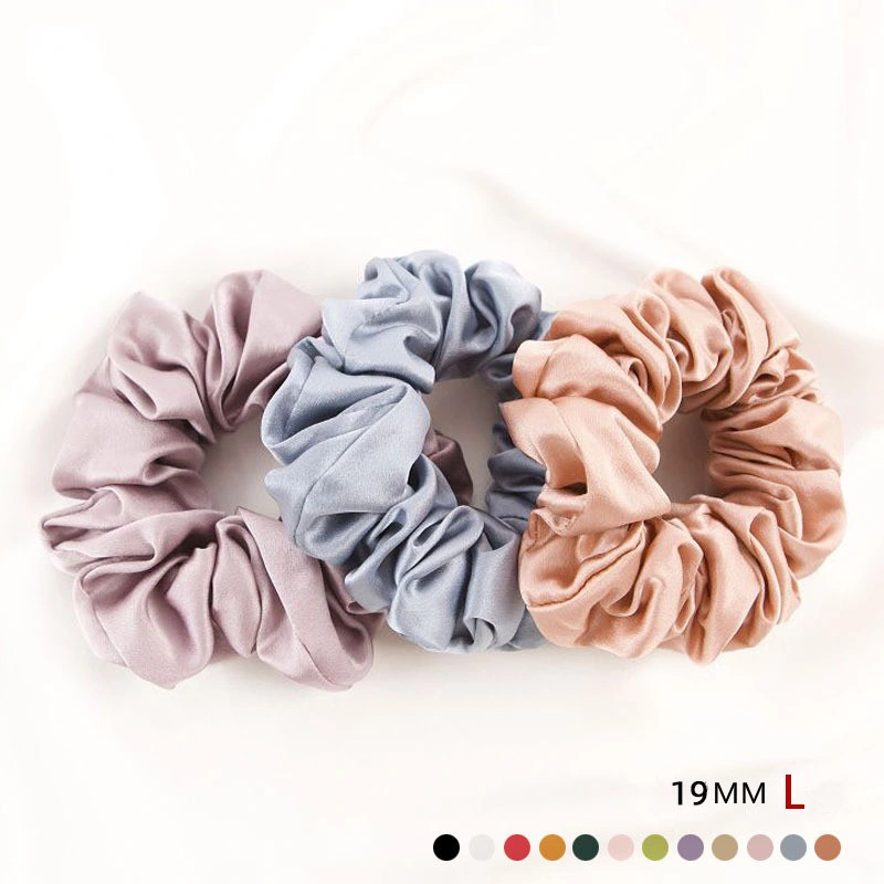 Wholesale Custom Large Silk Scrunchy Hair Ties Headband Real Silk Big Oversized Designer Hair Scrunchies