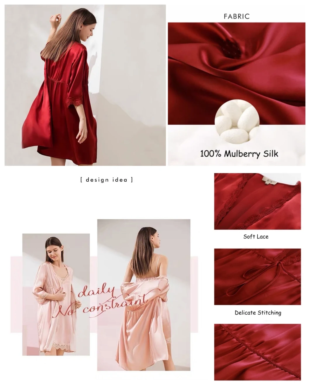 Wholesale 16mm/19mm/22mm 100% Silk Hot Sale Silk Robe of Custom Brand