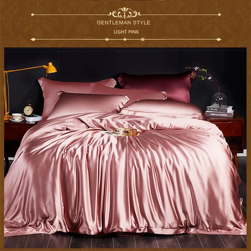 Pink Fluffy Fitted Bridal Silk Fabric Luxury Microfiber Bedsheets Sets Bedding