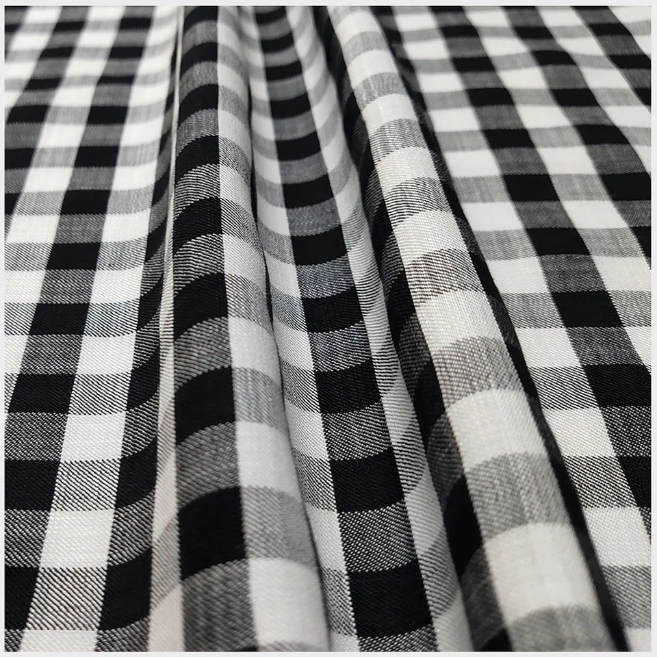 Eco Friendly 100% Tencel Fabric Wholesale Black and White Plaid Sustainable Lenzing