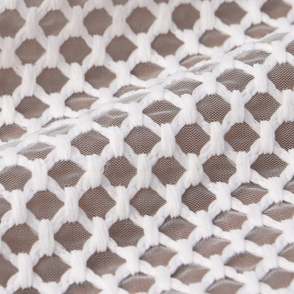 Sustainable Polyester Embroidered Mesh Voile Fabric