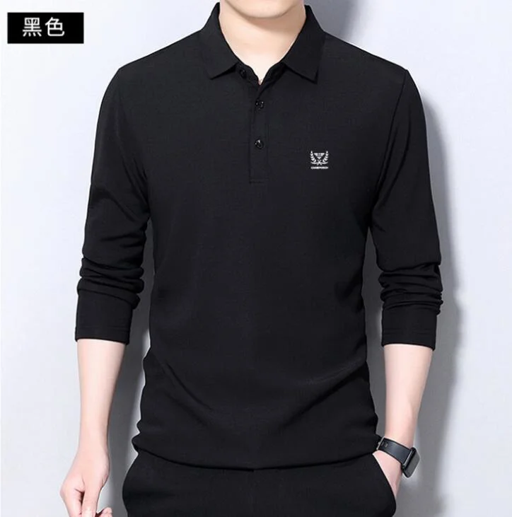 High Quality Classicial Men′s Long Sleeve Polo Shirt with Custom Logo Embroidery