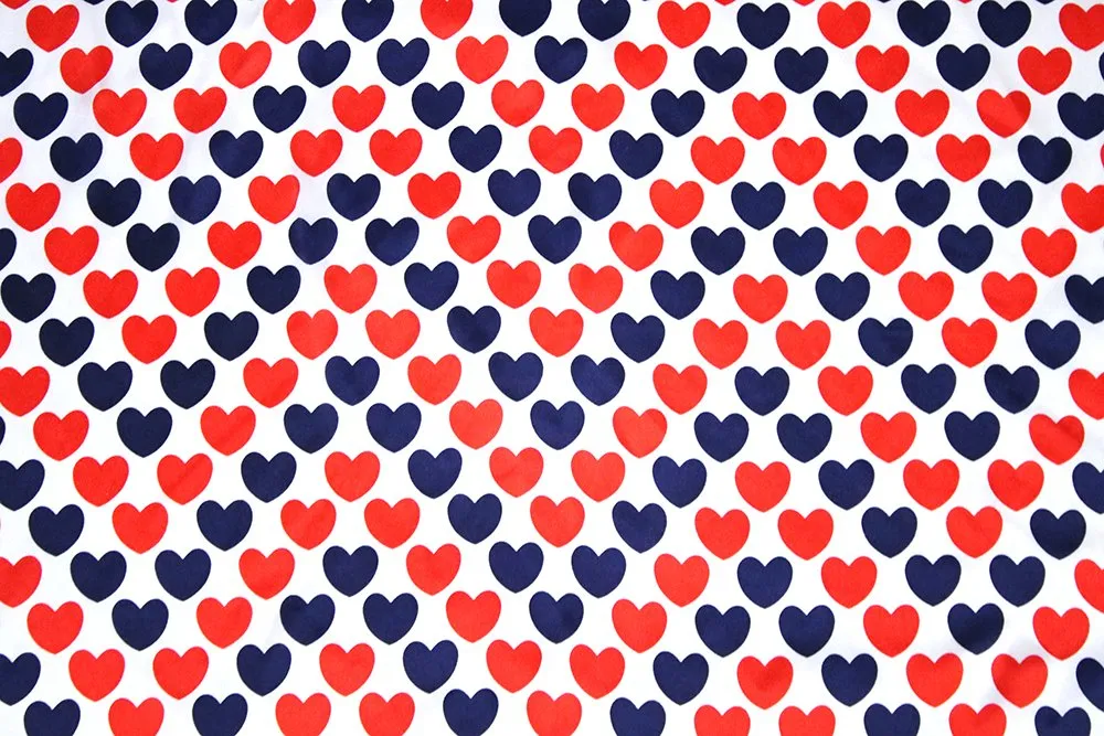 Lady Neckchief Red Blue Hearts Poly Seda Gasa Pañuelo para el cabello Accesorios de moda